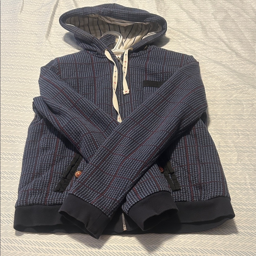 Hurley Plaid Hooded Jacket in Blue and Red